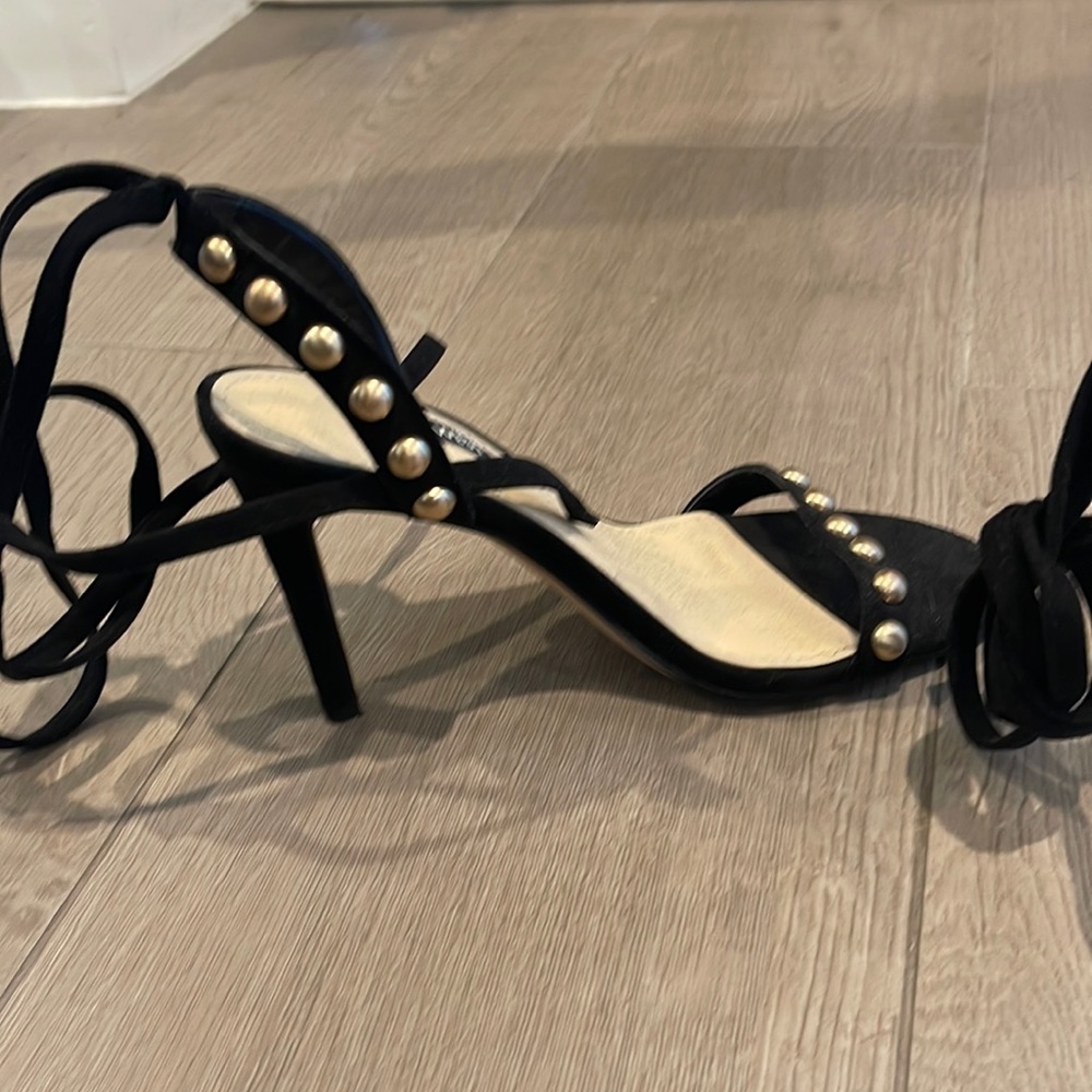 Nine West open toe pumps with tie up straps